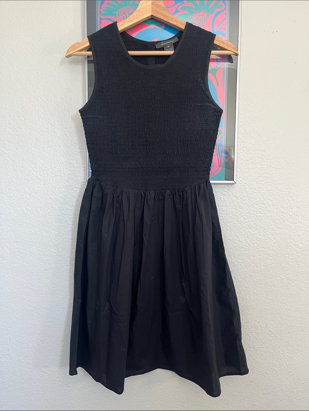 Sleeveless Black Smocked Bodice Mini Dress